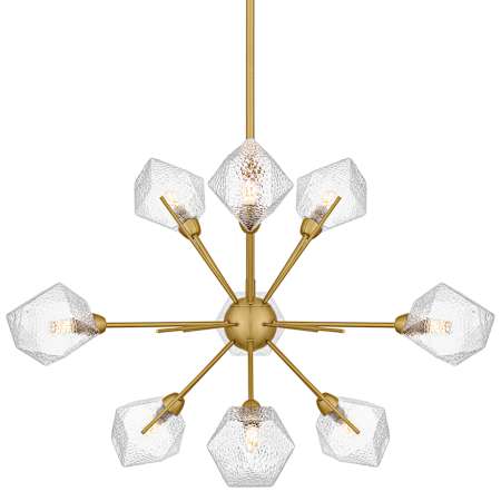 Quoizel Salvador 9 Light 30" Wide Sputnik Chandelier with Faceted Glass Shades Brushed Gold
