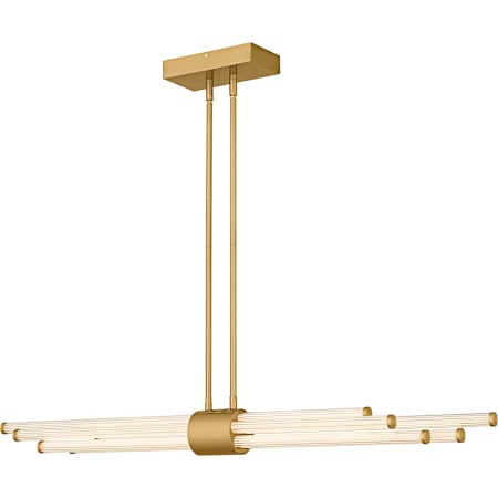 Quoizel Talbott 46" Wide LED Linear Chandelier with Ribbed Acrylic Shades Brushed Gold