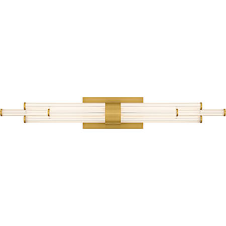 Quoizel Talbott 8 Light 32" Wide LED Bath Bar with Ribbed Acrylic Shades Brushed Gold