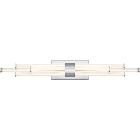 Quoizel Talbott 8 Light 32" Wide LED Bath Bar with Ribbed Acrylic Shades Polished Chrome