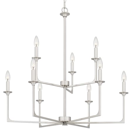 Quoizel Prescott 9 Light 32" Wide Taper Candle Style Chandelier Brushed Nickel