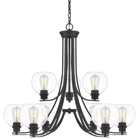 Quoizel Pruitt 9 Light 34" Wide Chandelier with Seedy Glass Shades Matte Black
