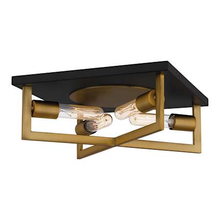 Quoizel Brunson 4 Light 14" Wide Flush Mount Ceiling Fixture Aged Brass