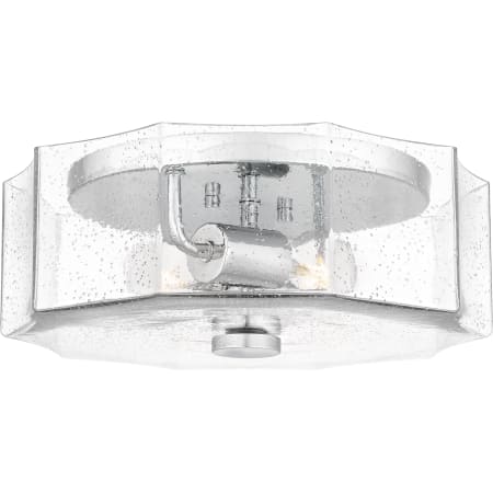 Quoizel Kaplan 2 Light 14" Wide Semi-Flush Drum Ceiling Fixture with Seedy Glass Shade Polished Chrome