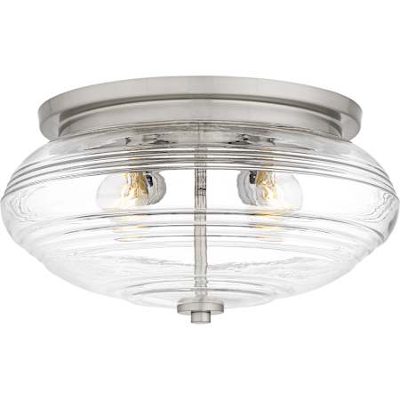 Quoizel Gatonby 4 Light 16" Wide Flush Mount Ceiling Fixture with Clear, Ribbed Glass Shade Brushed Nickel