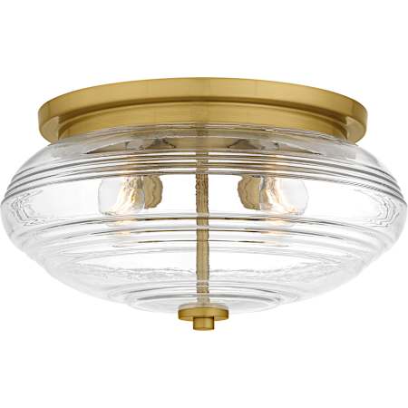 Quoizel Gatonby 4 Light 16" Wide Flush Mount Ceiling Fixture with Clear, Ribbed Glass Shade Brushed Gold