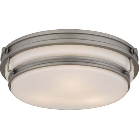 Quoizel Grafton 3 Light 16" Wide Flush Mount Ceiling Fixture with Opal Etched Glass Shade Antique Nickel