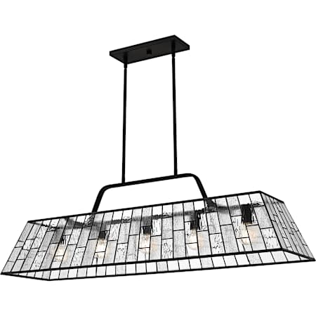 Quoizel Rainier 5 Light 48" Wide Linear Chandelier with Textured Art Glass Shade Matte Black