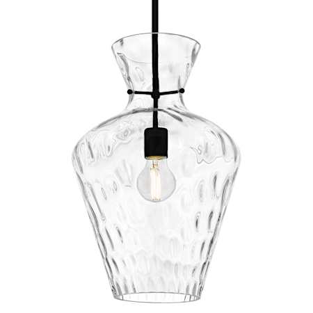 Quoizel Hollis 12" Wide Pendant with Water Glass Shade Matte Black