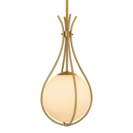 Quoizel Aliyah 11" Wide Pendant with Etched Opal Shade Aged Brass