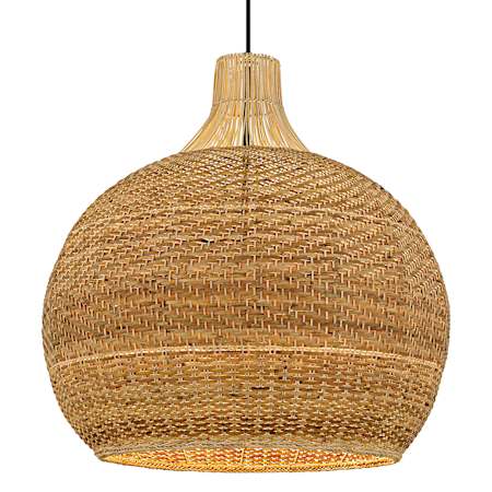 Quoizel Sycamore 4 Light 28" Wide Pendant with Natural Rattan Shade Matte Black