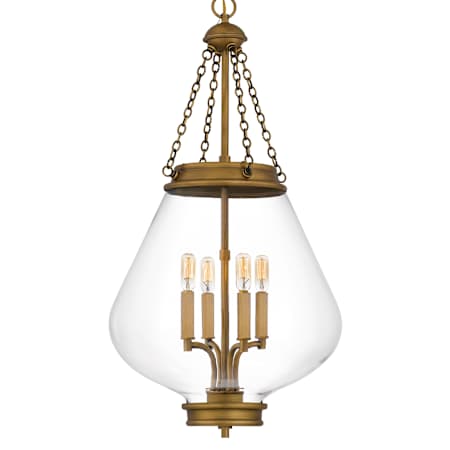 Quoizel Wallace 4 Light 16" Wide Pendant with Clear Glass Shade Weathered Brass