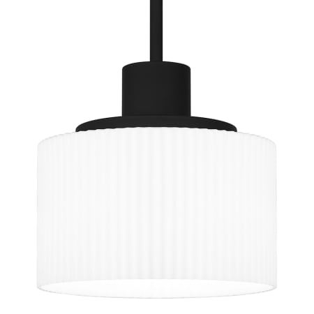 Quoizel Callahan 8" Wide Mini Pendant with Etched Opal Ribbed Glass Shade Matte Black