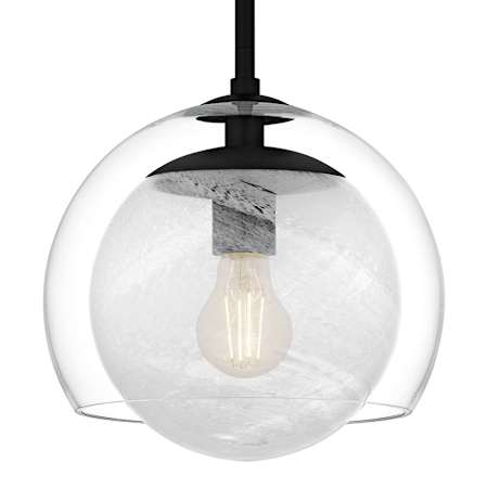 Quoizel Eslinger 10" Wide Mini Pendant with Clear and Cloud Glass Shades Matte Black