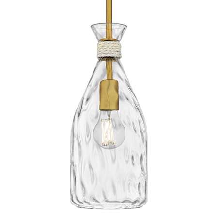 Quoizel Govada 6" Wide Mini Pendant with Water Glass Shade Brushed Gold