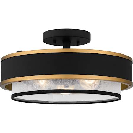 Quoizel 3 Light 15" Wide Semi-Flush Drum Ceiling Fixture Earth Black