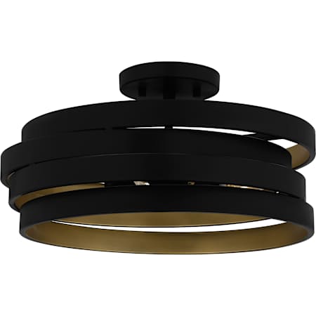Quoizel Berner 3 Light 16" Wide Semi-Flush Drum Ceiling Fixture Matte Black
