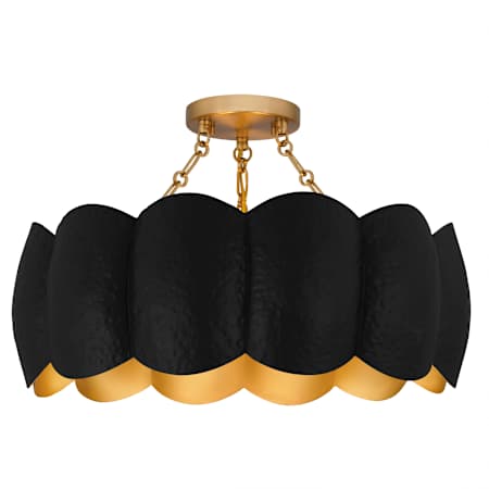 Quoizel Santana 4 Light 19" Wide Semi-Flush Drum Ceiling Fixture with Hammered Metal Shade Matte Black