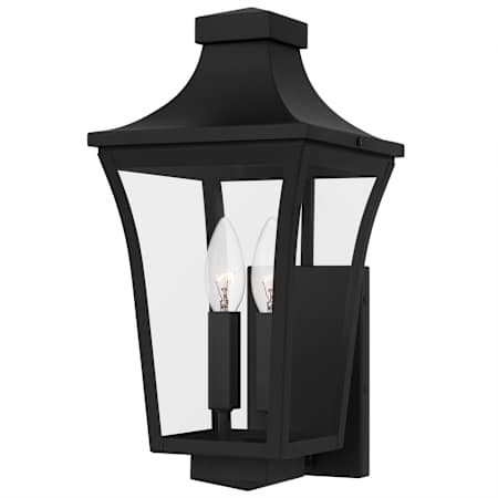 Quoizel Quentin 2 Light 16" Tall Outdoor Wall Sconce with Clear Glass Shade Earth Black