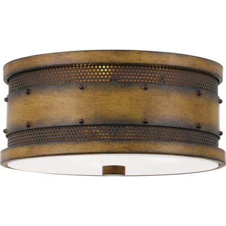 Quoizel Roadhouse 3 Light 13" Wide Flush Mount Drum Ceiling Fixture Aged Walnut