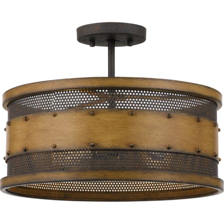 Quoizel Roadhouse 4 Light 16" Wide Semi-Flush Drum Ceiling Fixture / Pendant Aged Walnut