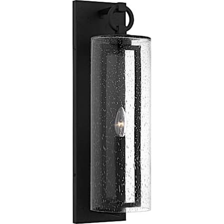 Quoizel Redan 22" Tall Outdoor Wall Sconce with Seedy Glass Shade Stone Black