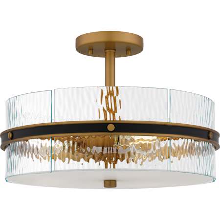Quoizel Reagan 3 Light 16" Wide Semi-Flush Drum Ceiling Fixture with Water Glass Shade Matte Black