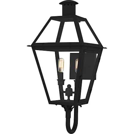 Quoizel Rue De Royal 2 Light 24" Tall Outdoor Wall Sconce with Clear Glass Shade Earth Black