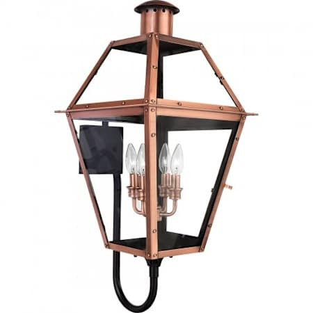 Quoizel Rue De Royal 4 Light 30" Tall Outdoor Wall Sconce with Clear Glass Shade Aged Copper