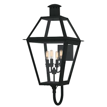 Quoizel Rue De Royal 4 Light 30" Tall Outdoor Wall Sconce with Clear Glass Shade Earth Black