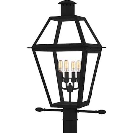 Quoizel Rue De Royal 4 Light 26" Tall Outdoor Single Head Post Light with Clear Glass Shade Earth Black