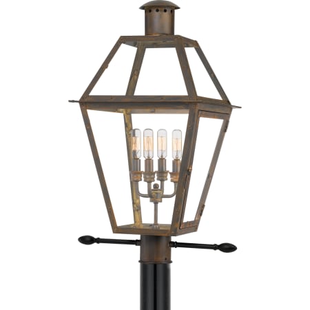 Quoizel Rue De Royal 4 Light 26" Tall Outdoor Single Head Post Light with Clear Glass Shade Industrial Bronze
