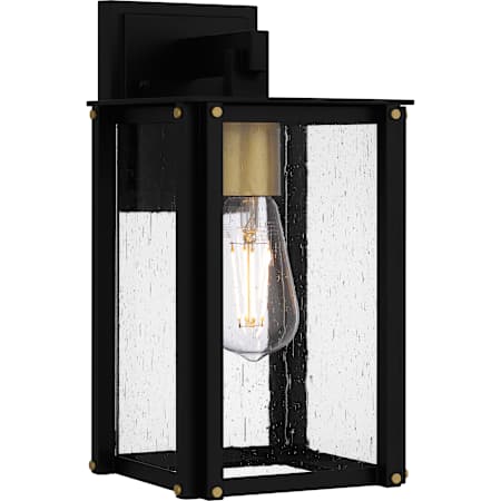 Quoizel Robbins 12" Tall Outdoor Wall Sconce with Seedy Glass Shade Matte Black