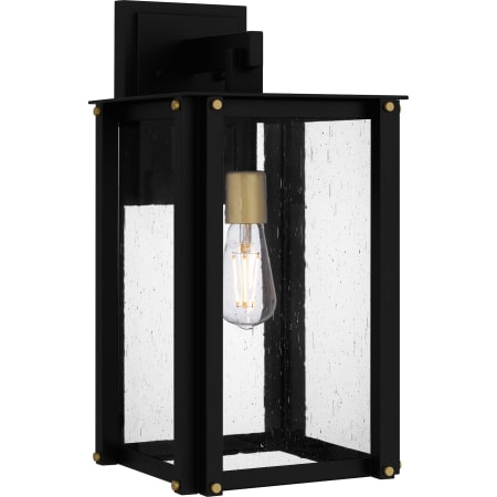 Quoizel Robbins 18" Tall Outdoor Wall Sconce with Seedy Glass Shade Matte Black