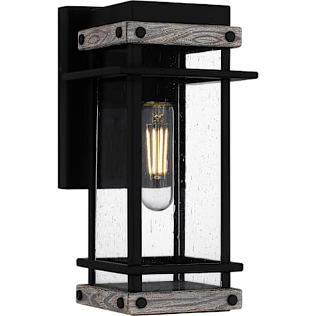 Quoizel Strader 12" Tall Outdoor Wall Sconce with Seedy Glass Shade Matte Black
