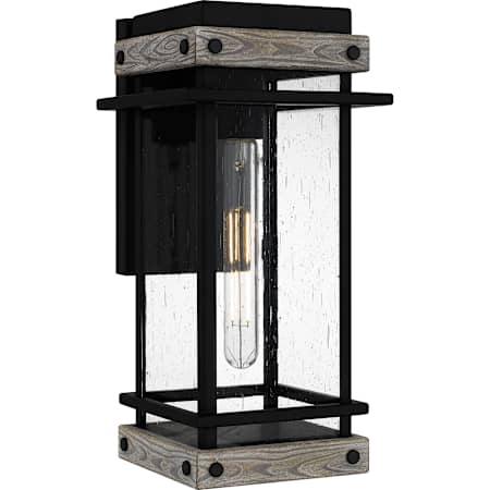 Quoizel Strader 16" Tall Outdoor Wall Sconce with Seedy Glass Shade Matte Black