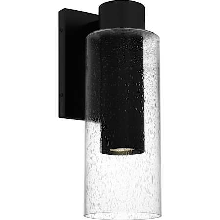 Quoizel Sawyer 15" Tall Outdoor Wall Sconce with Seedy Glass Shade Matte Black