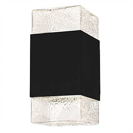 Quoizel Saxton 10" Tall LED Outdoor Wall Sconce with Textured Glass Shades Matte Black