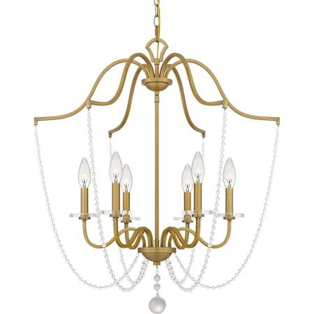 Quoizel Sunday 6 Light 28" Wide Taper Candle Style Chandelier Aged Brass