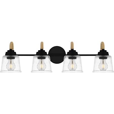 Quoizel Seabreeze 4 Light 31" Wide Bathroom Vanity Light with Hammered Glass Shades Matte Black