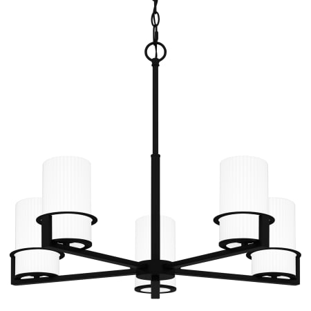 Quoizel Seymour 5 Light 27" Wide Chandelier with Ribbed Etched Opal Glass Shades Matte Black