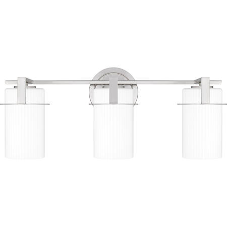 Quoizel Seymour 3 Light 22" Wide Bathroom Vanity Light with Ribbed Etched Opal Glass Shades Brushed Nickel