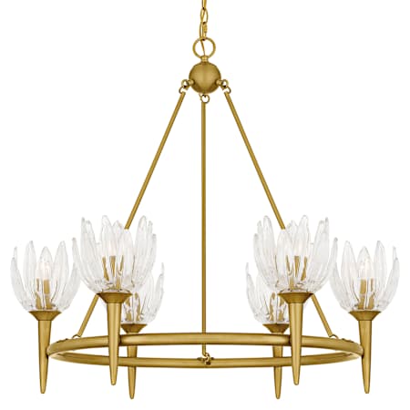 Quoizel Shea 6 Light 31" Wide Candle Style Chandelier with Floral Glass Shades Brushed Gold