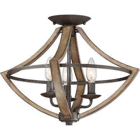 Quoizel Shire 3 Light 16-1/2" Wide Semi-Flush Ceiling Fixture Rustic Black