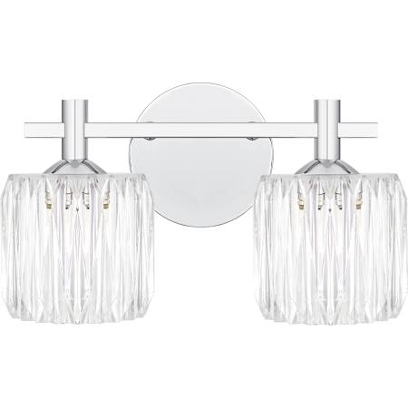 Quoizel Spade 2 Light 14" Wide Vanity Light with Ribbed Acrylic Shades Polished Chrome