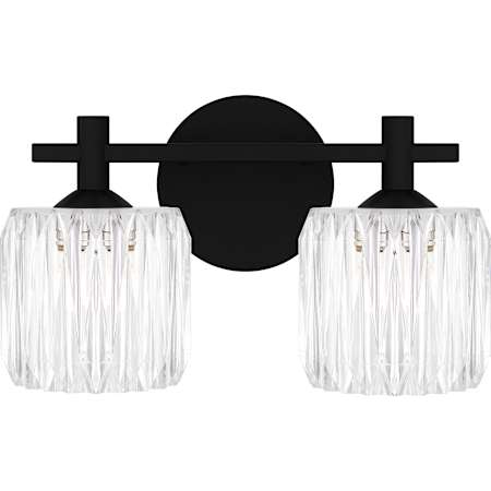 Quoizel Spade 2 Light 14" Wide Vanity Light with Ribbed Acrylic Shades Matte Black