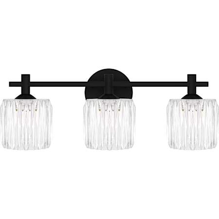 Quoizel Spade 3 Light 22" Wide Vanity Light with Ribbed Acrylic Shades Matte Black
