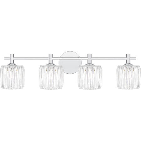Quoizel Spade 4 Light 30" Wide Vanity Light with Ribbed Acrylic Shades Polished Chrome