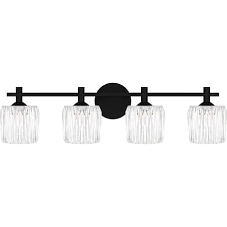Quoizel Spade 4 Light 30" Wide Vanity Light with Ribbed Acrylic Shades Matte Black