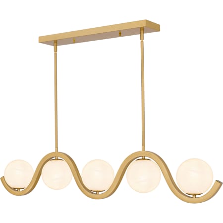 Quoizel Spherical 5 Light 49" Wide Abstract Linear Chandelier Aged Brass